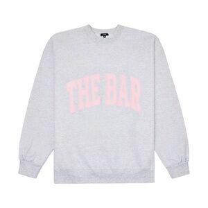 The Bar Light Gray Sweatshirt with Pink Lettering